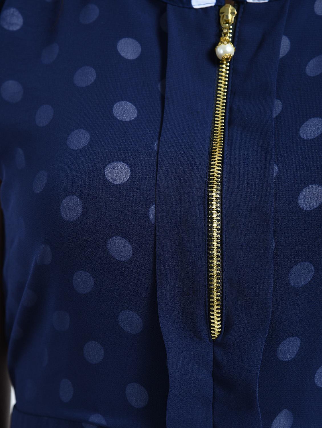 polka dot layered zip detail dress - 15491179 - Zoom Image - 5