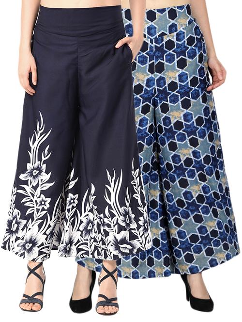 set of 2 printed flared palazzo - 15492100 - Standard Image - 1