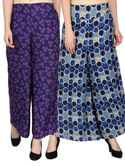 set of 2 printed flared palazzo - 15492101 - Standard Image - 1