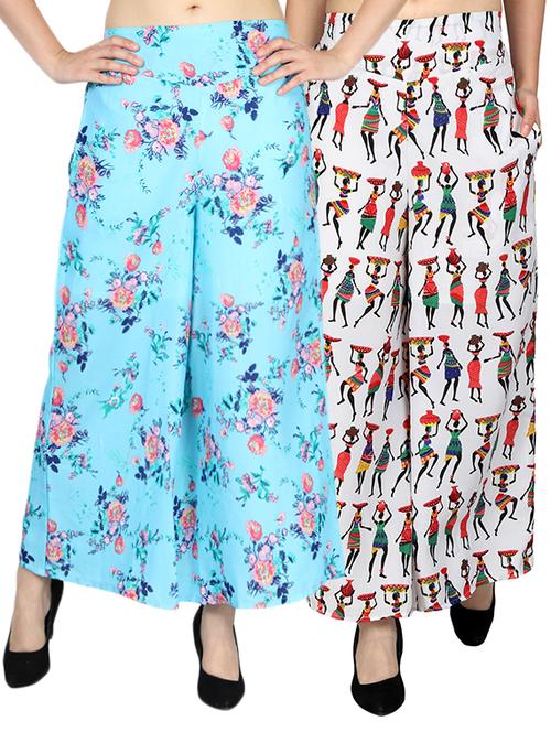 set of 2 printed flared palazzo - 15492103 - Standard Image - 1