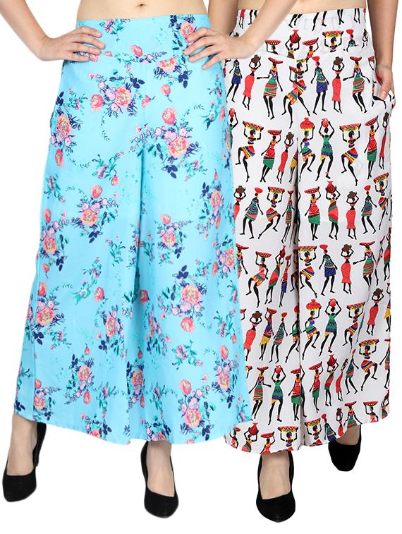 set of 2 printed flared palazzo - 15492103 - Zoom Image - 1