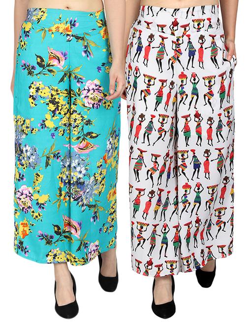 set of 2 printed flared palazzo - 15492104 - Standard Image - 1