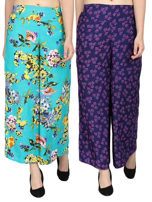 set of 2 printed flared palazzo - 15492105 - Standard Image - 1