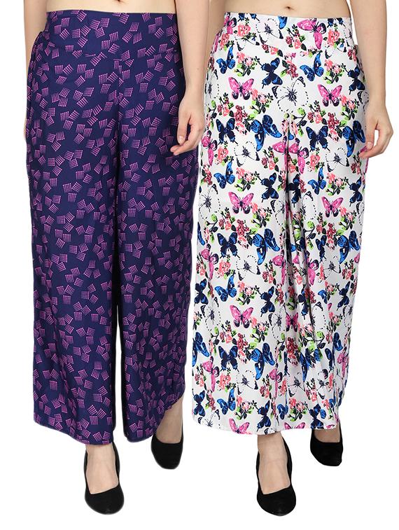 set of 2 printed flared palazzo - 15492106 - Zoom Image - 1