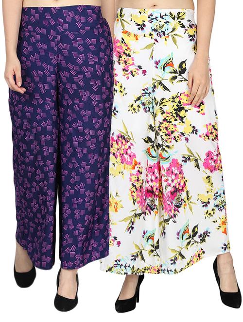 set of 2 printed flared palazzo - 15492107 - Standard Image - 1