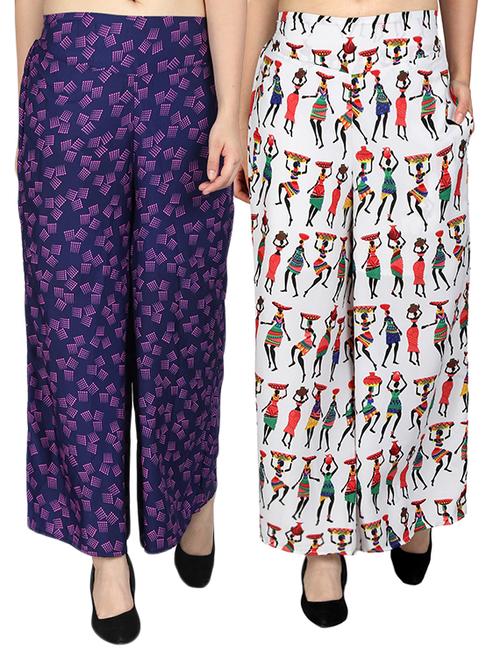 set of 2 printed flared palazzo - 15492113 - Standard Image - 1