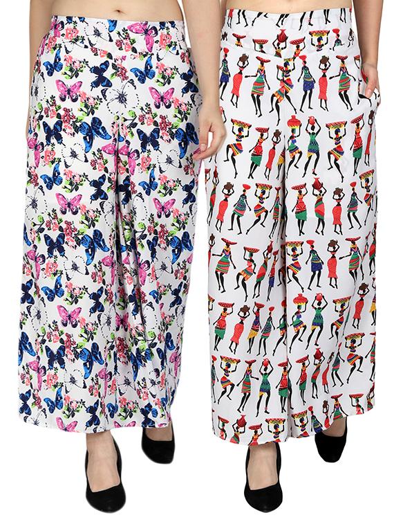 set of 2 printed flared palazzo - 15492114 - Zoom Image - 1