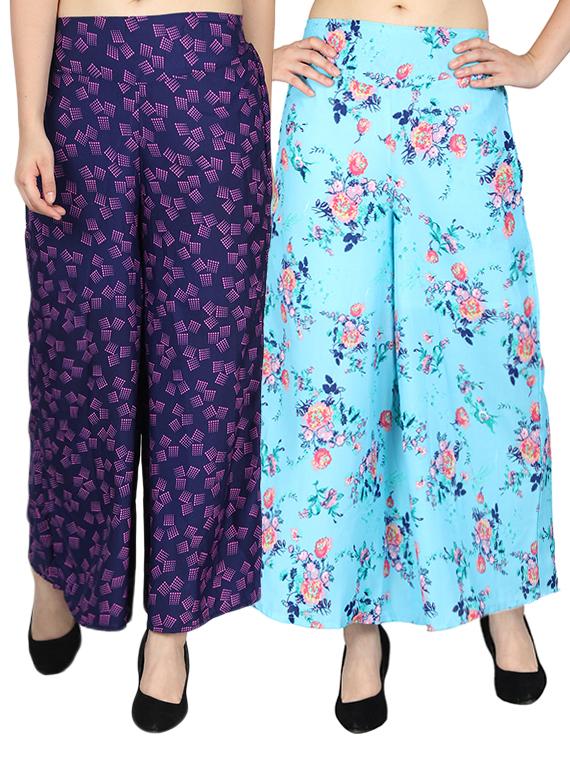 set of 2 printed flared palazzo - 15492123 - Zoom Image - 1