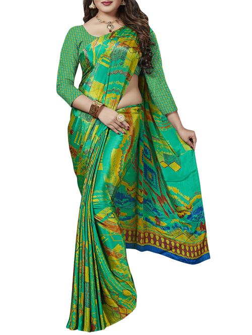 Abstract printed saree with blouse - 15492196 - Very Small Image - 1