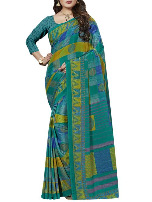 Geometrical printed saree with blouse - 15492200 - Very Small Image - 1