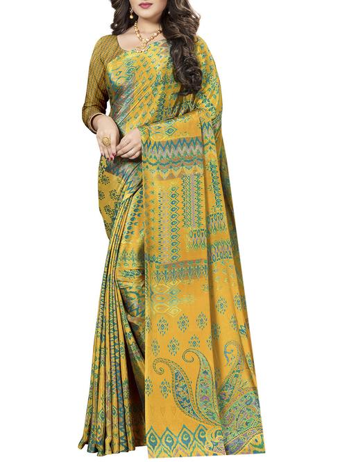 Crepe printed saree with blouse - 15492223 - Standard Image - 1
