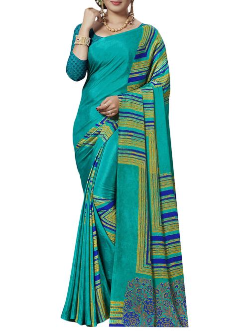 Geometrical printed saree with blouse - 15492225 - Very Small Image - 1