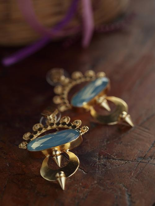 blue gold tone stone earrings - 15492281 - Standard Image - 1