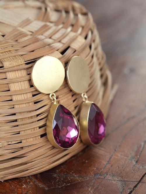 purple gold tone stone earrings - 15492298 - Standard Image - 1