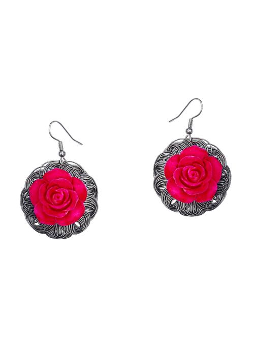 Pink Silver Tone Earrings - 15492435 - Standard Image - 1