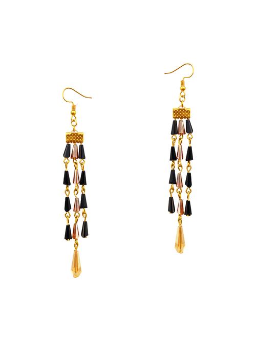 Black Gold Tone Beaded Earrings - 15492473 - Standard Image - 1