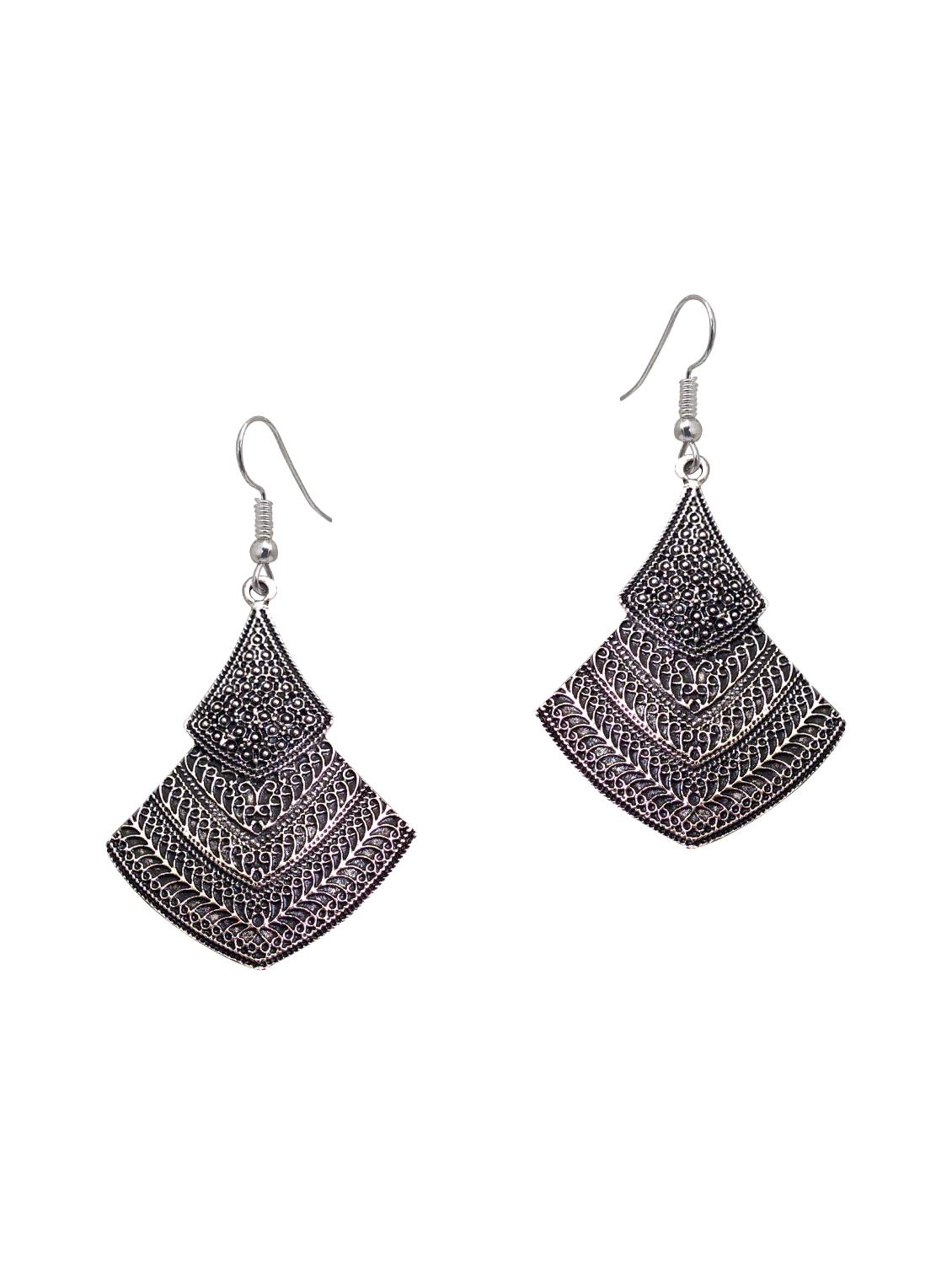 silver tone oxidized earrings - 15492479 - Zoom Image - 1