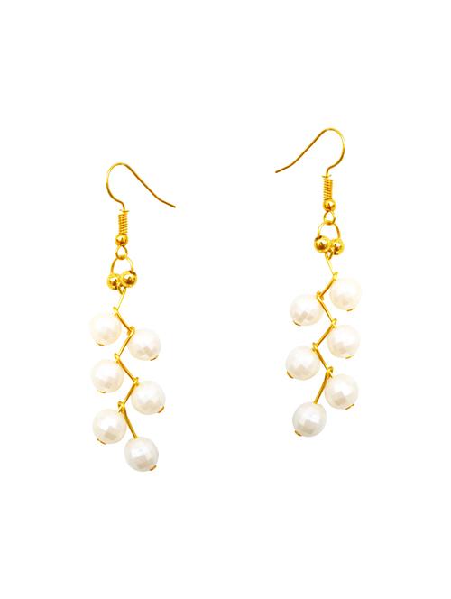 White Gold Tone Beaded Earrings - 15492482 - Standard Image - 1
