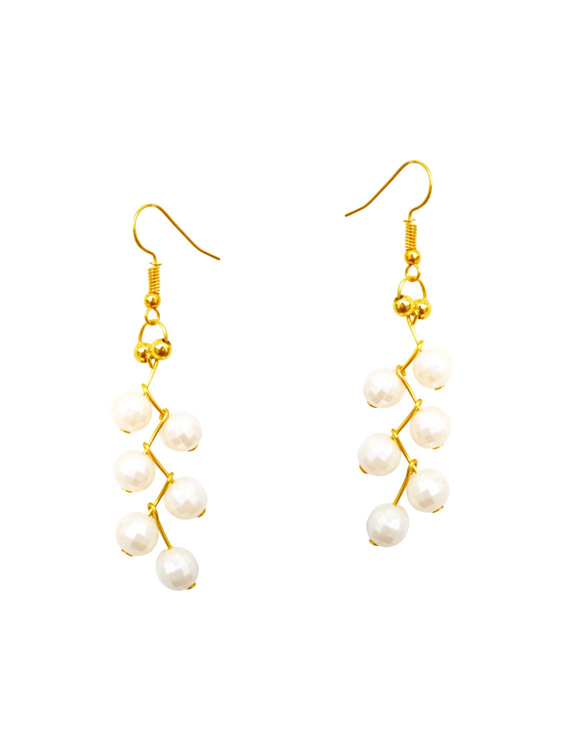White Gold Tone Beaded Earrings - 15492482 - Zoom Image - 1