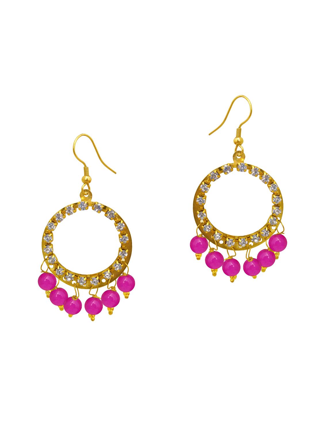 Pink Gold Tone Drop Earrings - 15492486 - Zoom Image - 1