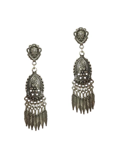 Silver Tone Tribal Earrings - 15492489 - Very Small Image - 1