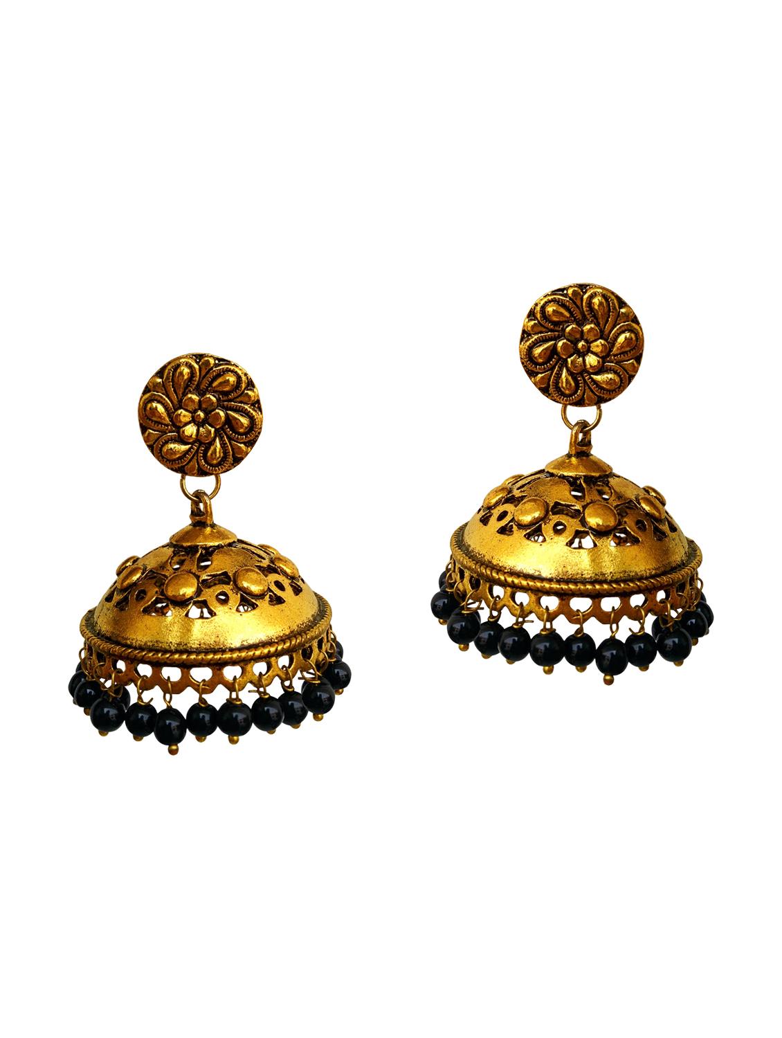 Black Gold Tone Oxidized Earrings - 15492500 - Zoom Image - 1