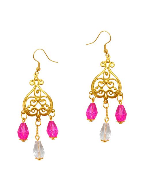 Pink Gold Tone Beaded Earrings - 15492501 - Very Small Image - 1