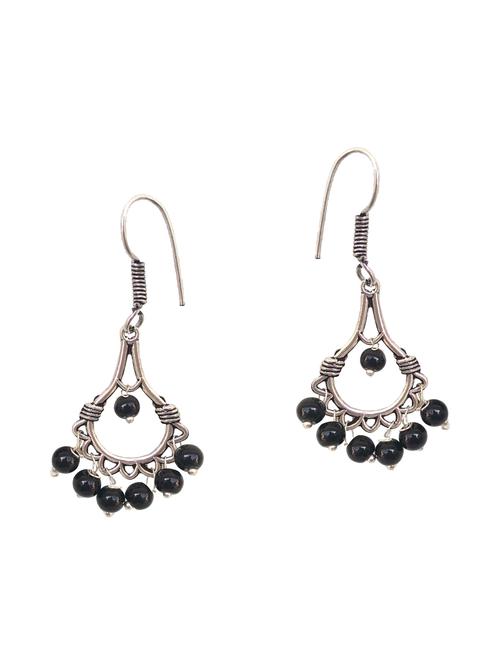Black Silver Tone Beaded Earrings - 15492506 - Standard Image - 1