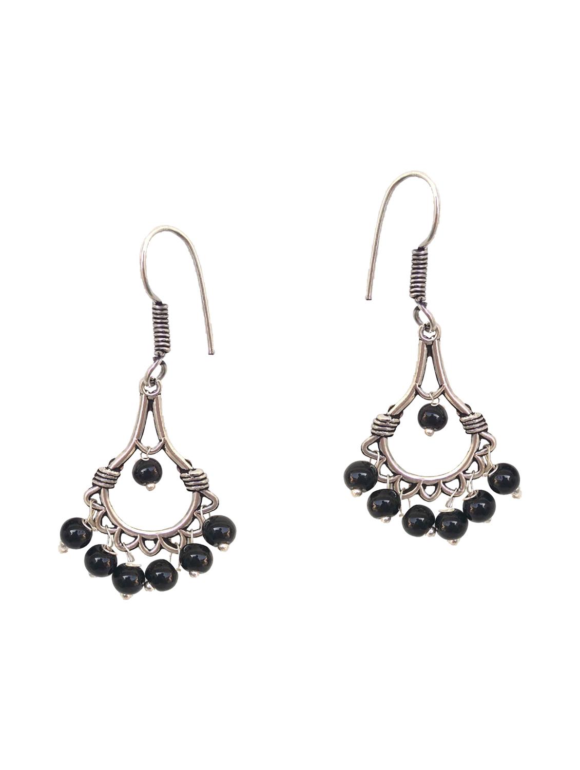 Black Silver Tone Beaded Earrings - 15492506 - Zoom Image - 1