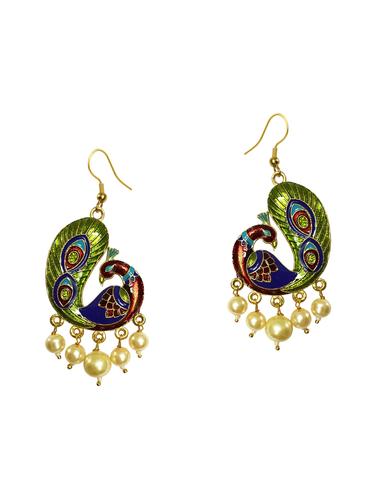 Multi colored Gold Tone Meenakari Earrings - 15492520 - Very Small Image - 1