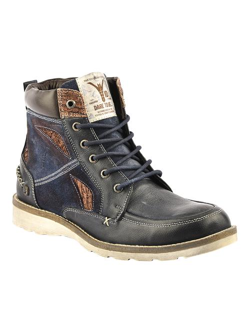 blue Leather high ankle boots - 15492633 - Very Small Image - 1