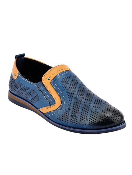 navy Leather casual slip ons - 15492819 - Standard Image - 1