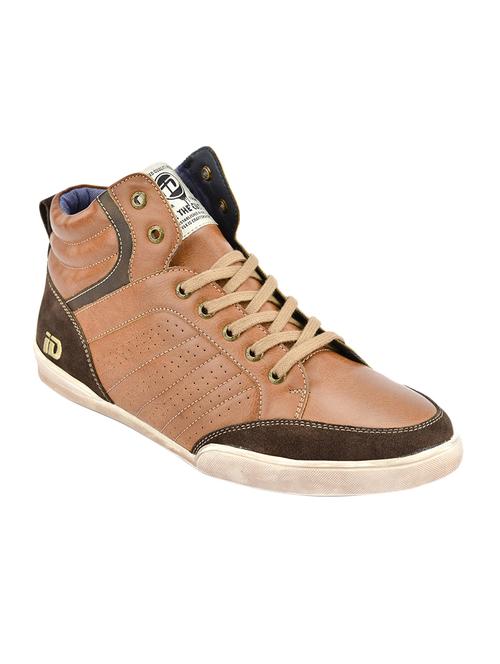 tan Leather lace up sneakers - 15492833 - Standard Image - 1