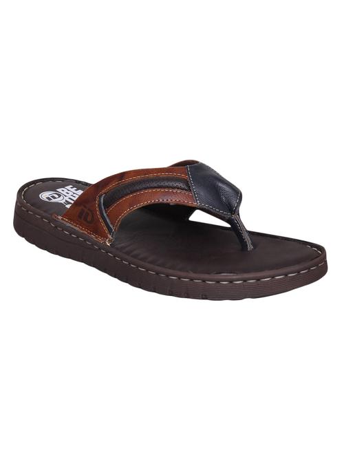 tan Leather toe separator slippers - 15492894 - Standard Image - 1