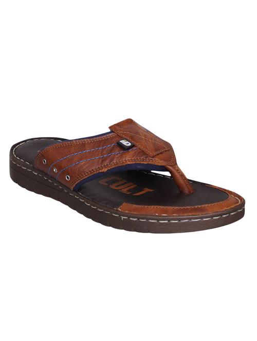 tan Leather toe separator slippers - 15492896 - Very Small Image - 1