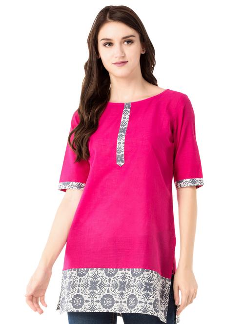 pink straight kurti - 15493107 - Standard Image - 1