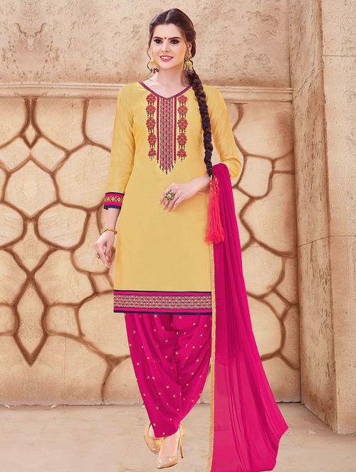 Embroidered unstitched salwar suit - 15493150 - Standard Image - 1