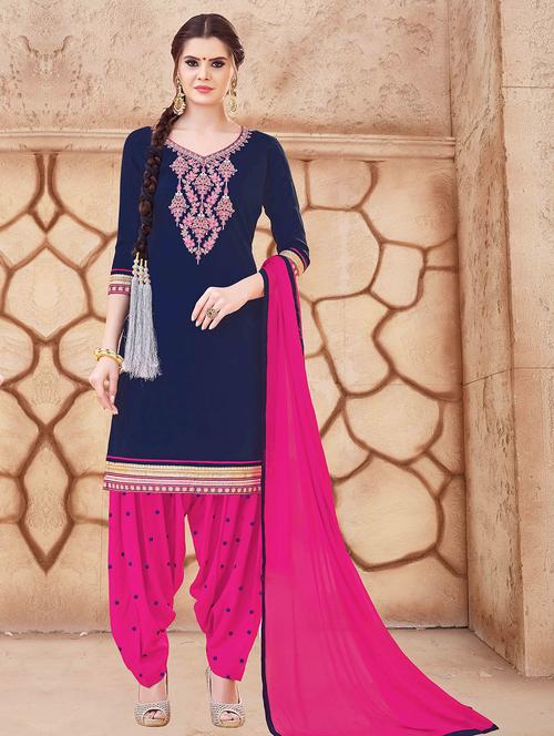 Embroidered unstitched salwar suit - 15493152 - Standard Image - 1