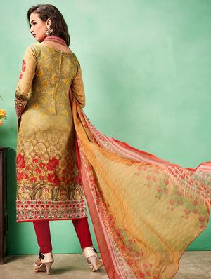 printed unstitched churidaar suit - 15493167 - Standard Image - 2