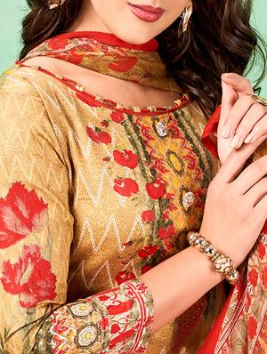 printed unstitched churidaar suit - 15493167 - Standard Image - 3