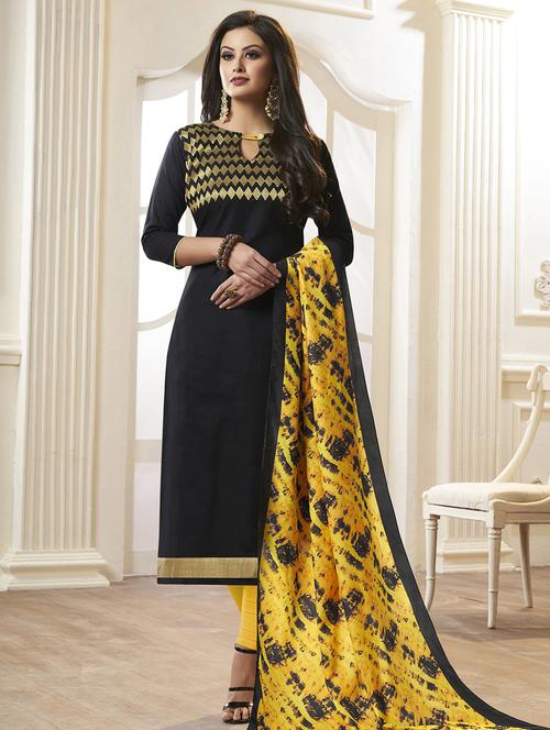 Embroidered unstitched churidaar suit - 15493172 - Standard Image - 1