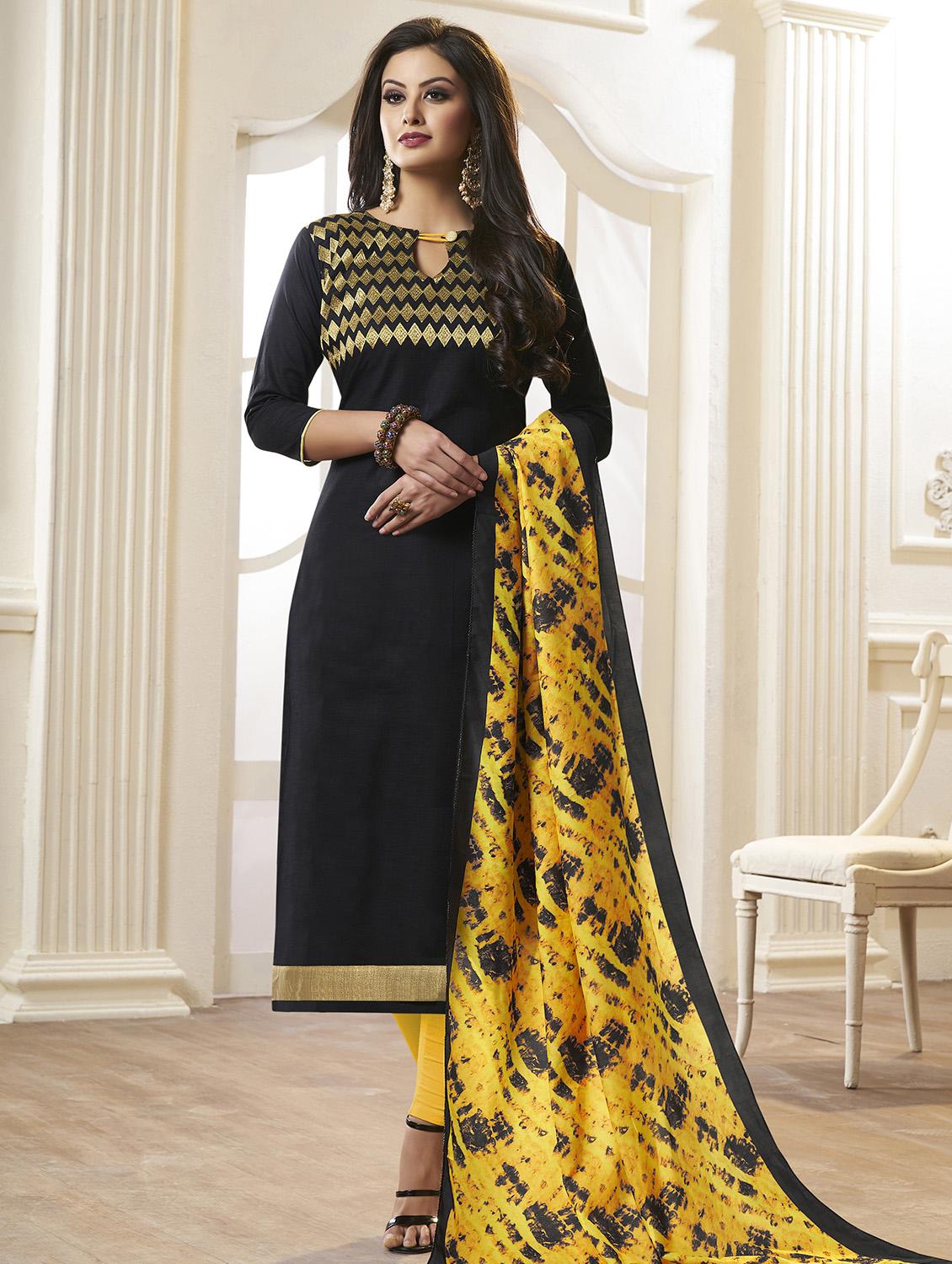 Embroidered unstitched churidaar suit - 15493172 - Zoom Image - 1