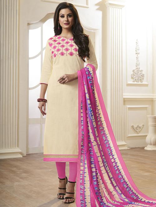 Embroidered unstitched churidaar suit - 15493174 - Standard Image - 1