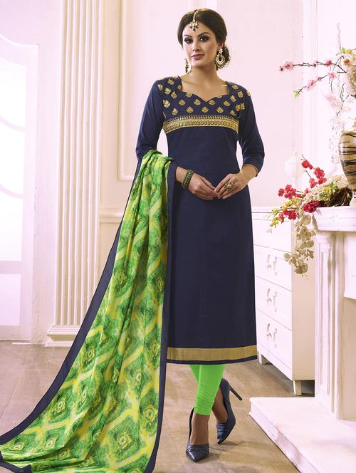 Embroidered unstitched churidaar suit - 15493178 - Standard Image - 1