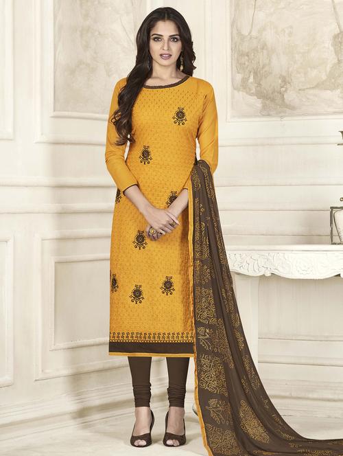 Embroidered unstitched churidaar suit - 15493190 - Standard Image - 1