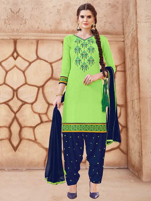 Embroidered unstitched salwar suit - 15493216 - Standard Image - 1