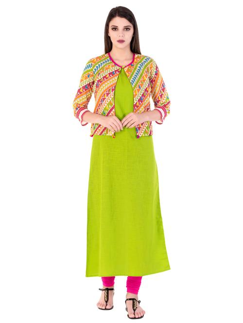 a-line kurta with jacket - 15493407 - Standard Image - 1