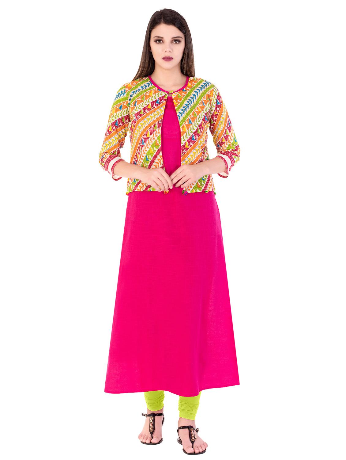 a-line kurta with jacket - 15493408 - Zoom Image - 1