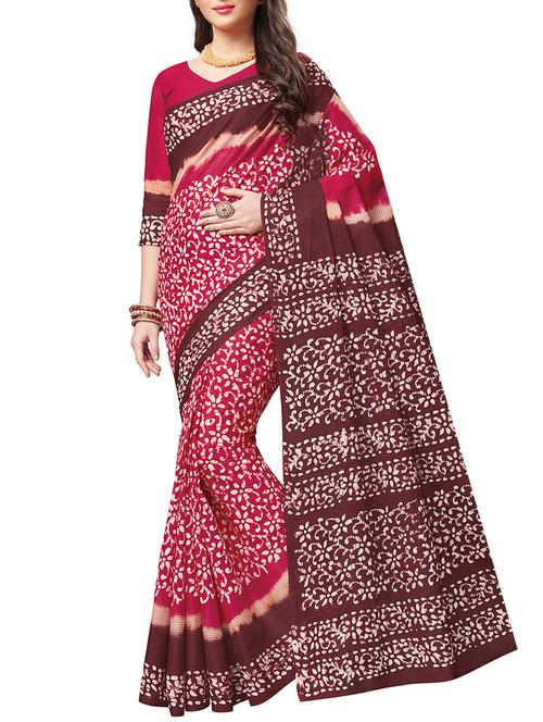 contrast pallu batik printed saree with blouse - 15493422 - Very Small Image - 1