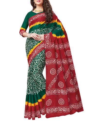 contrast pallu batik printed saree with blouse - 15493424 - Very Small Image - 1